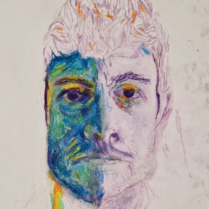 Self-portrait in progress